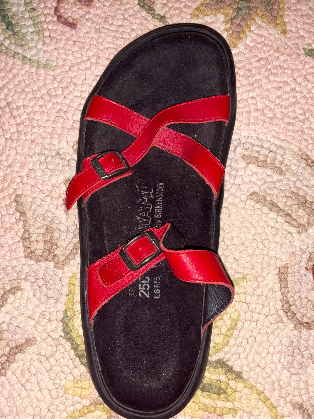 Birkenstock Red Strappy Buckle Sandals - Picture 8 of 9